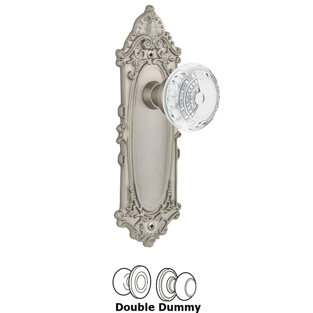 Double Dummy - Victorian Plate With Crystal Meadows Knob in Satin Nickel