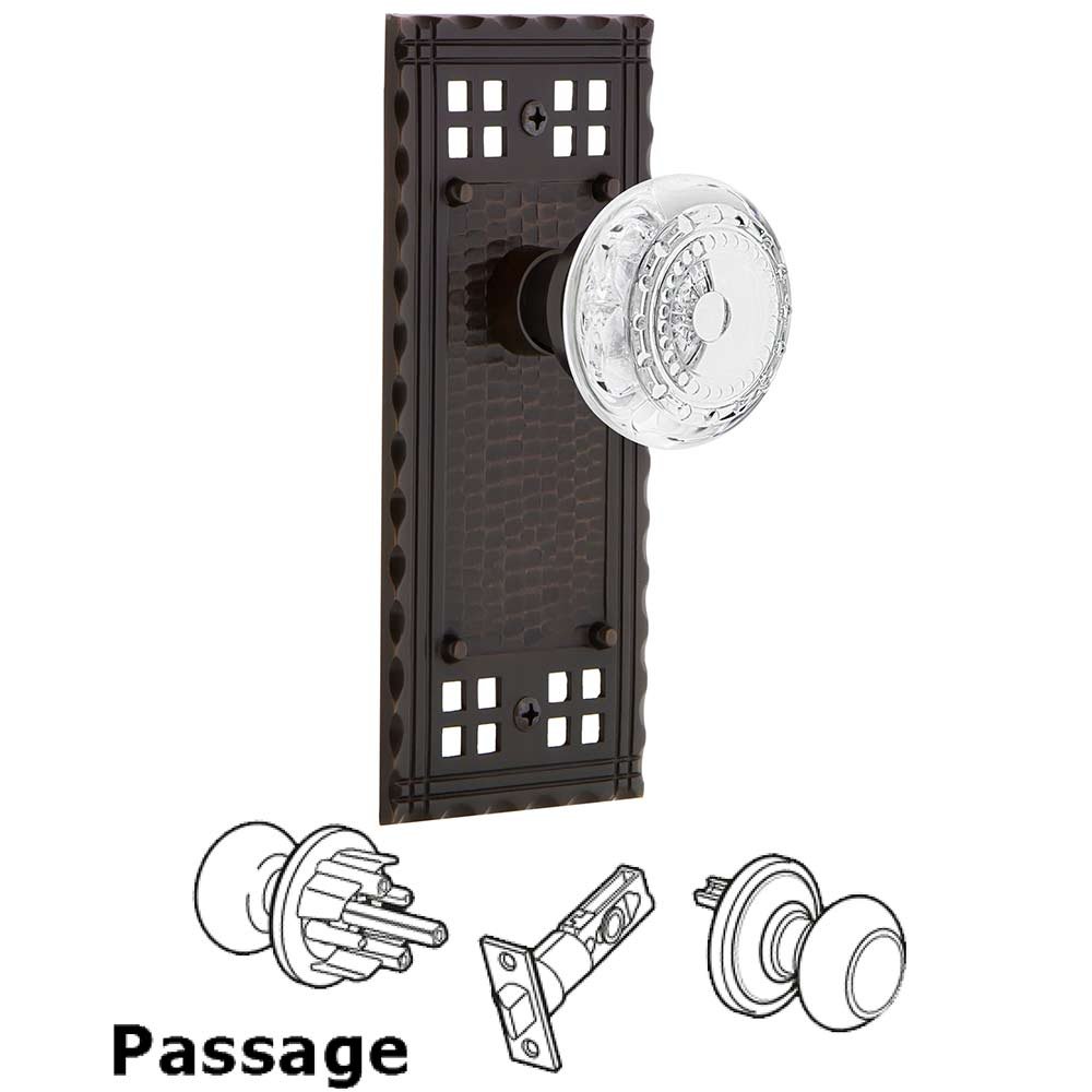 Passage Craftsman Plate With Crystal Meadows Knob in Timeless Bronze