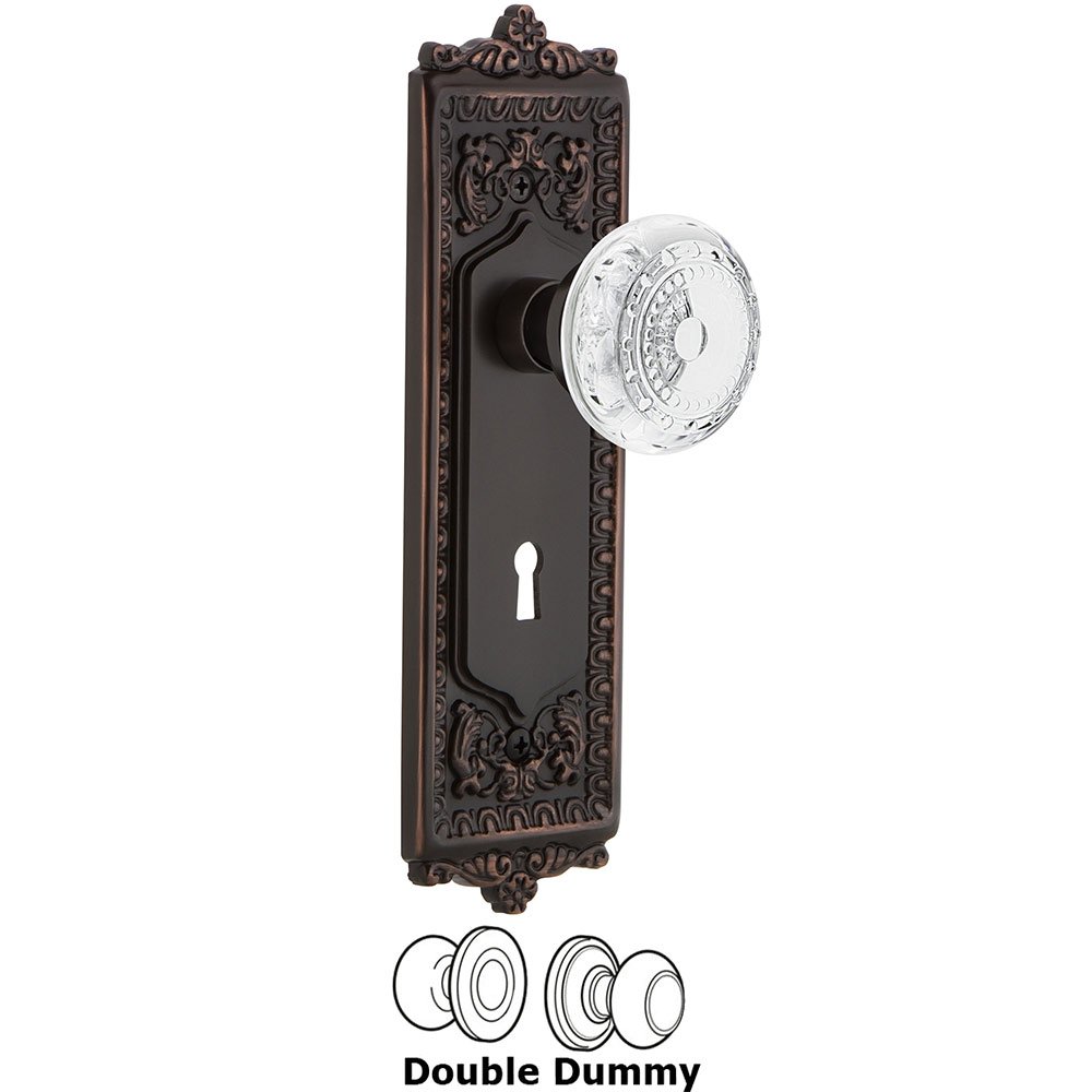 Double Dummy - Egg & Dart Plate With Keyhole and Crystal Meadows Knob in Timeless Bronze