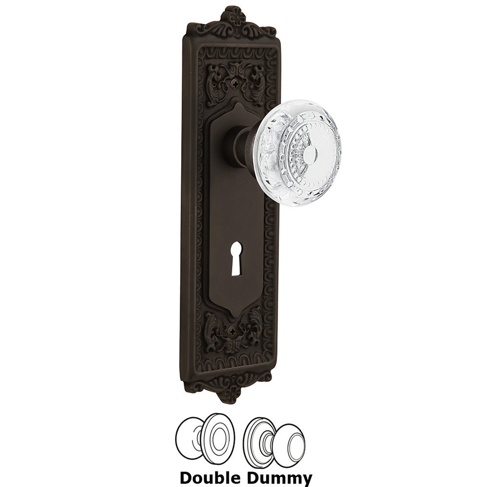 Double Dummy - Egg & Dart Plate With Keyhole and Crystal Meadows Knob in Oil-Rubbed Bronze