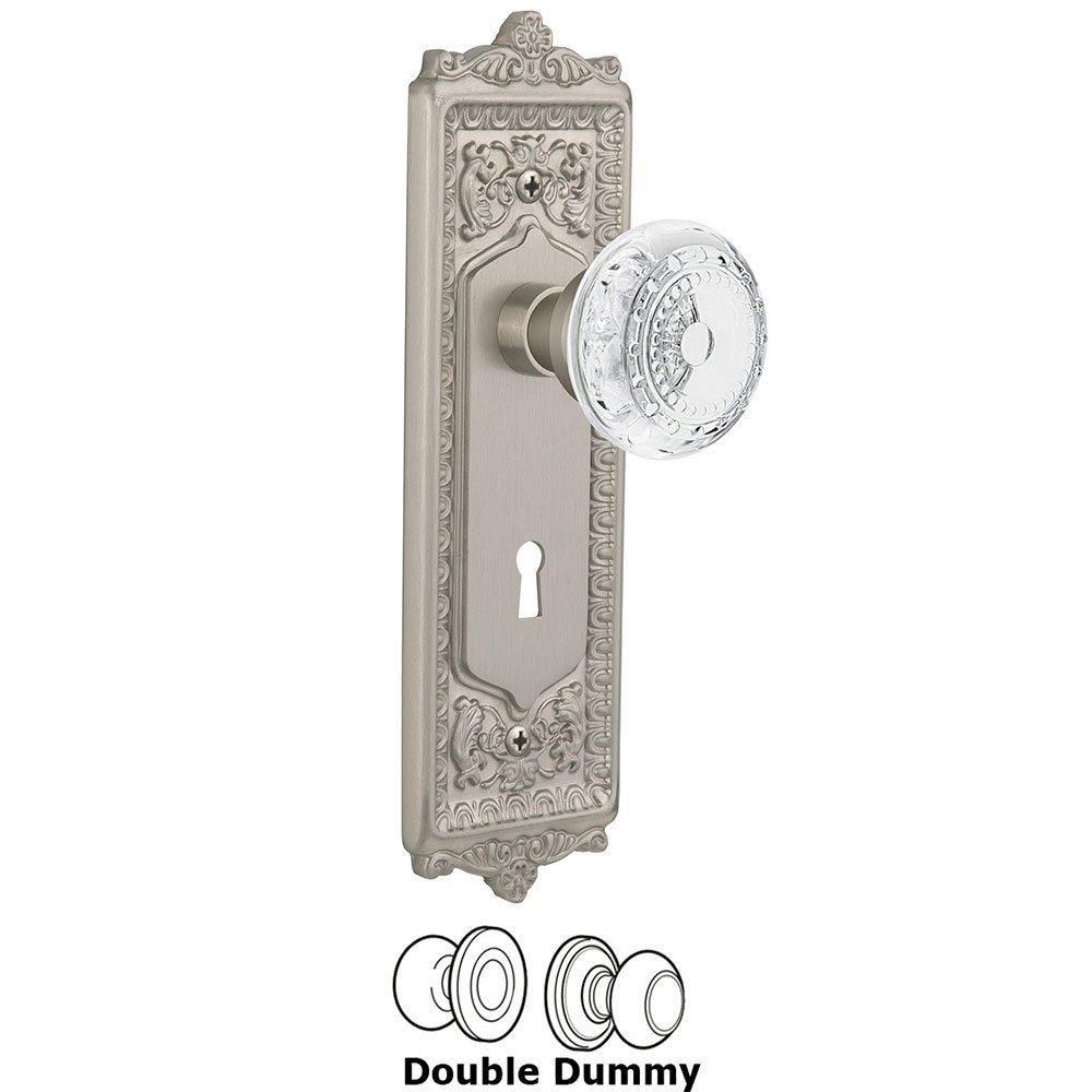 Double Dummy - Egg & Dart Plate With Keyhole and Crystal Meadows Knob in Satin Nickel