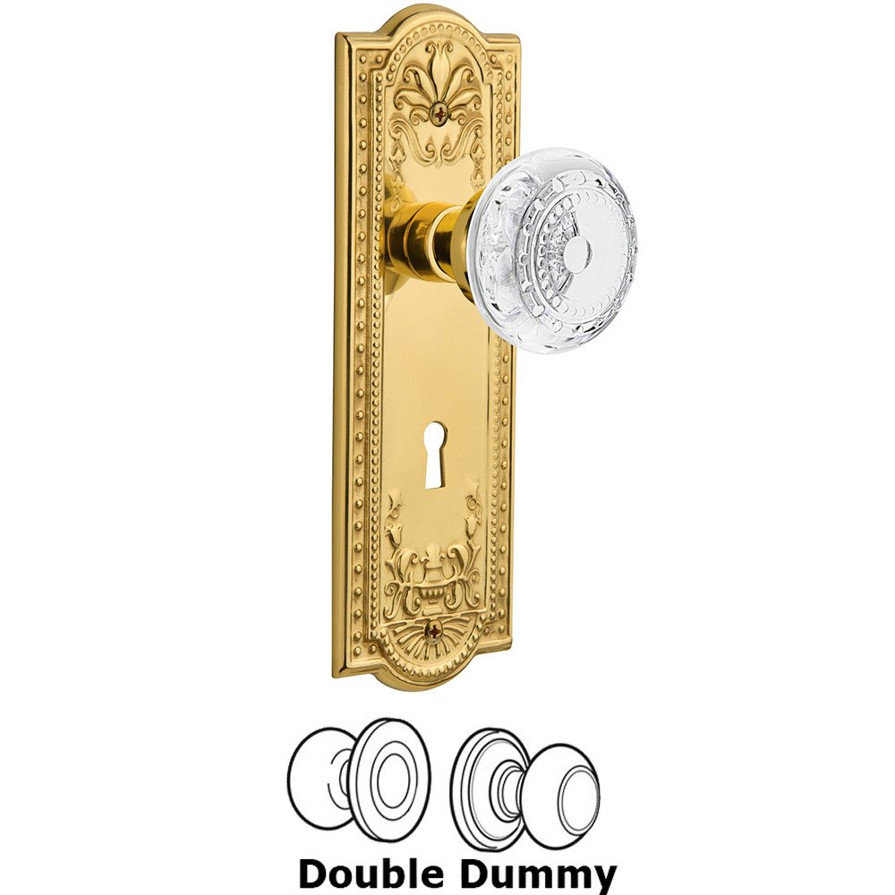 Double Dummy - Meadows Plate With Keyhole and Crystal Meadows Knob in Polished Brass