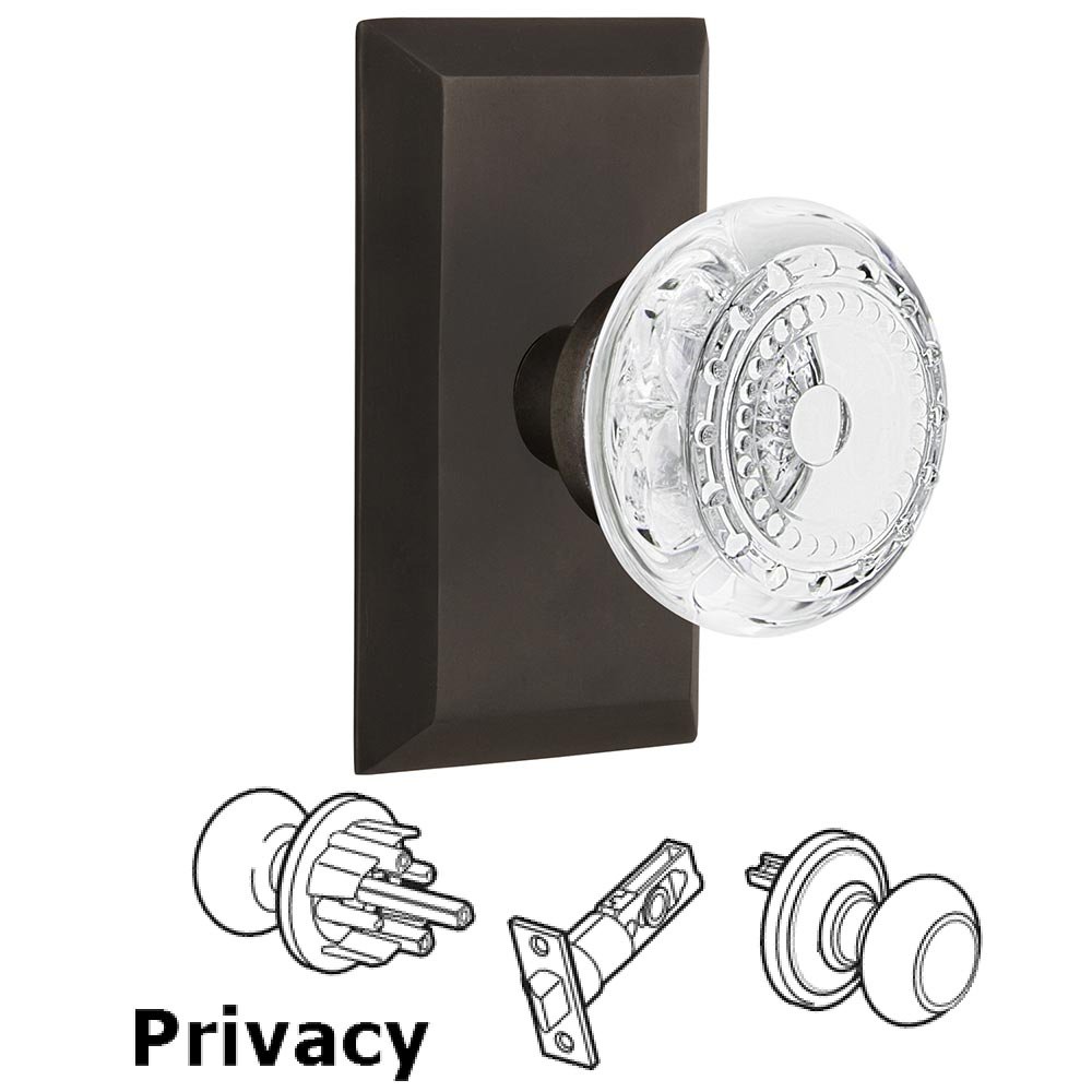 Privacy - Studio Plate With Crystal Meadows Knob in Oil-Rubbed Bronze