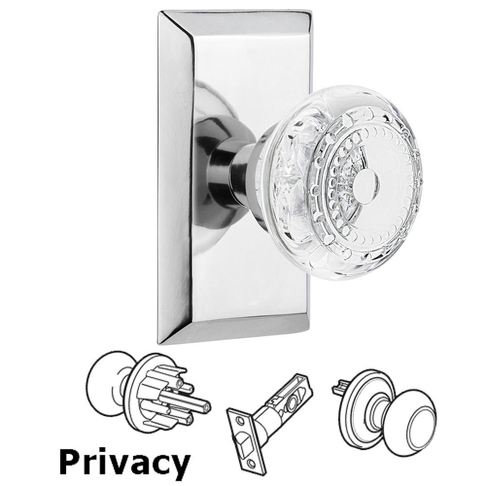 Privacy - Studio Plate With Crystal Meadows Knob in Bright Chrome
