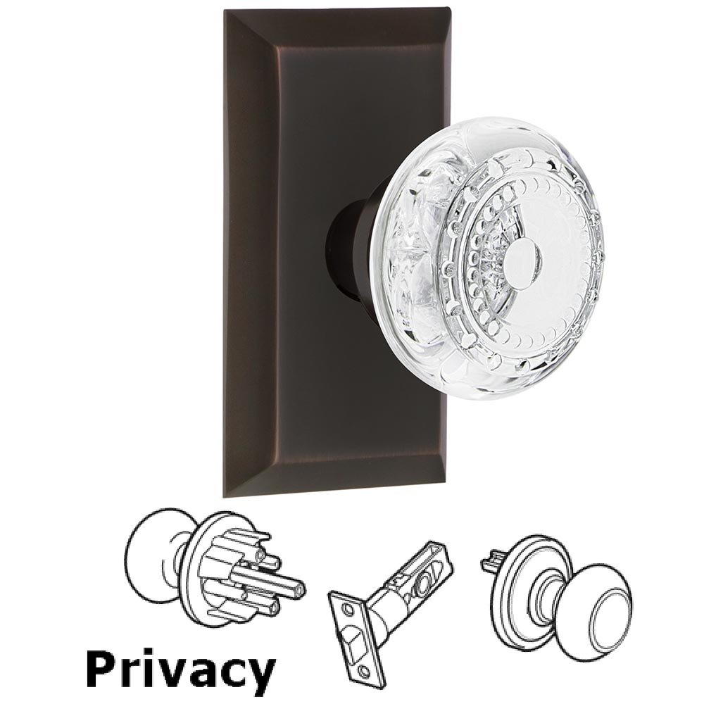 Privacy - Studio Plate With Crystal Meadows Knob in Timeless Bronze