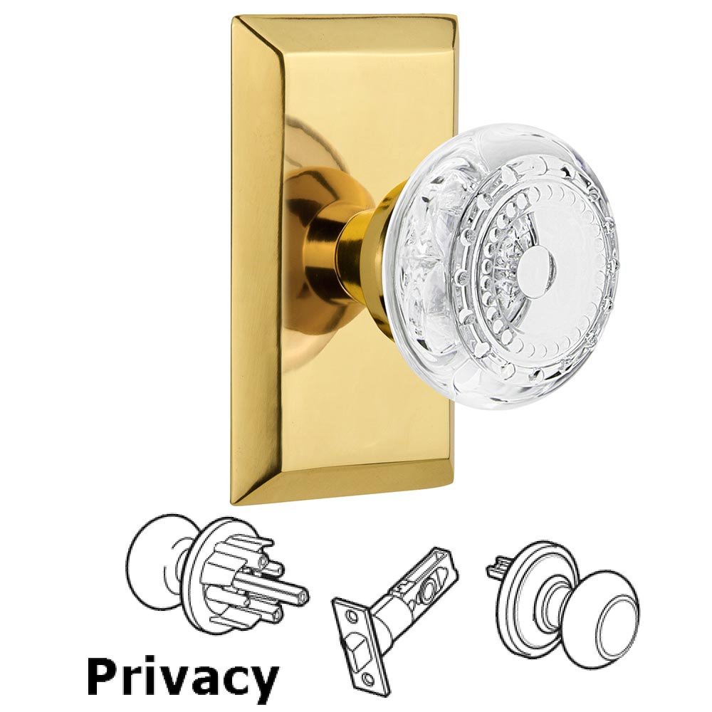 Privacy - Studio Plate With Crystal Meadows Knob in Polished Brass