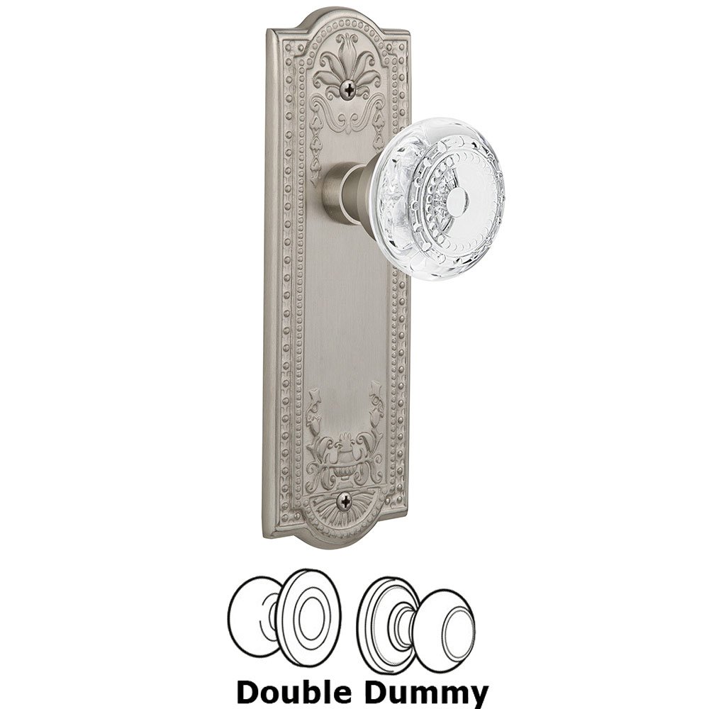 Double Dummy - Meadows Plate With Crystal Meadows Knob in Satin Nickel