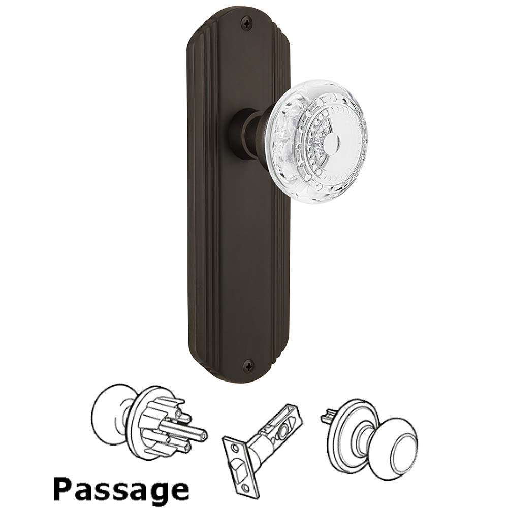 Passage - Deco Plate With Crystal Meadows Knob in Oil-Rubbed Bronze