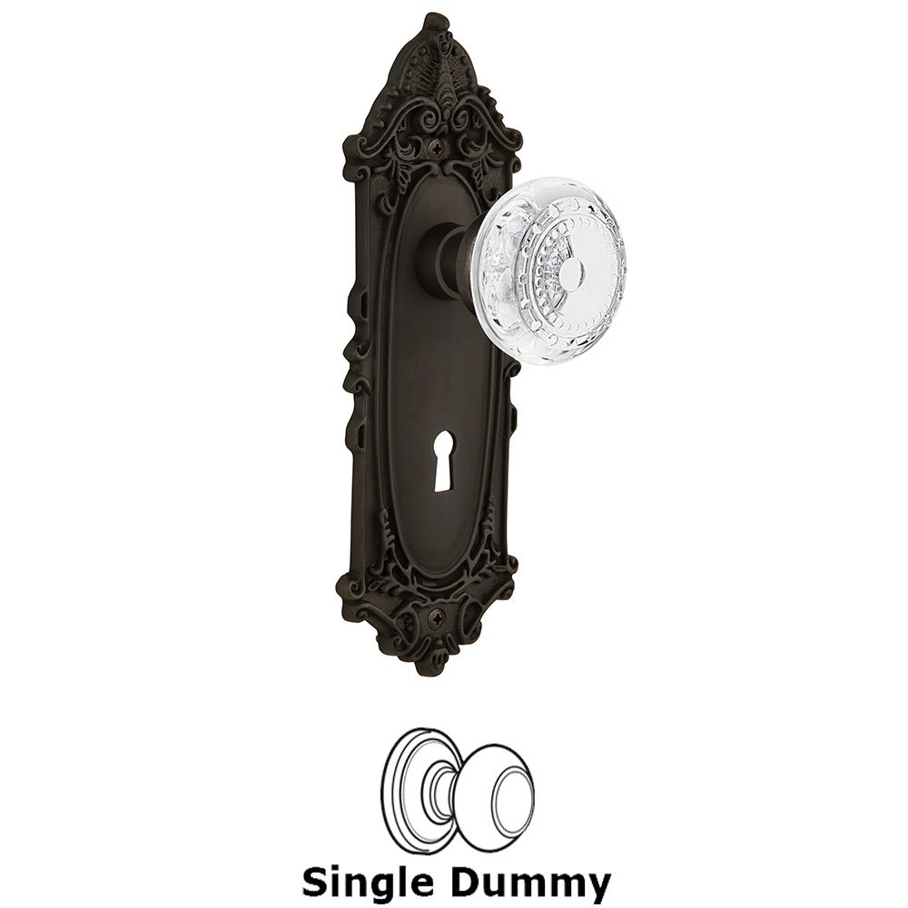 Single Dummy - Victorian Plate With Keyhole and Crystal Meadows Knob in Oil-Rubbed Bronze