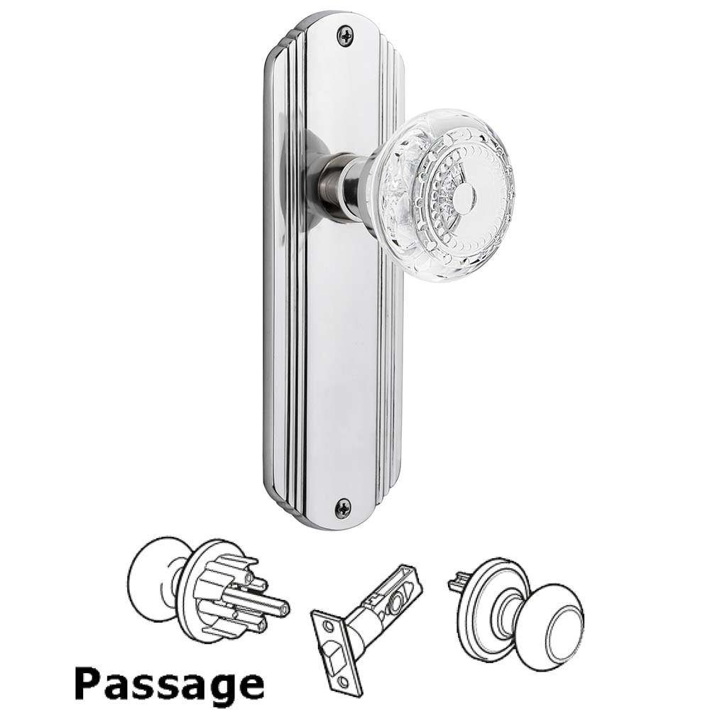 Passage - Deco Plate With Crystal Meadows Knob in Bright Chrome