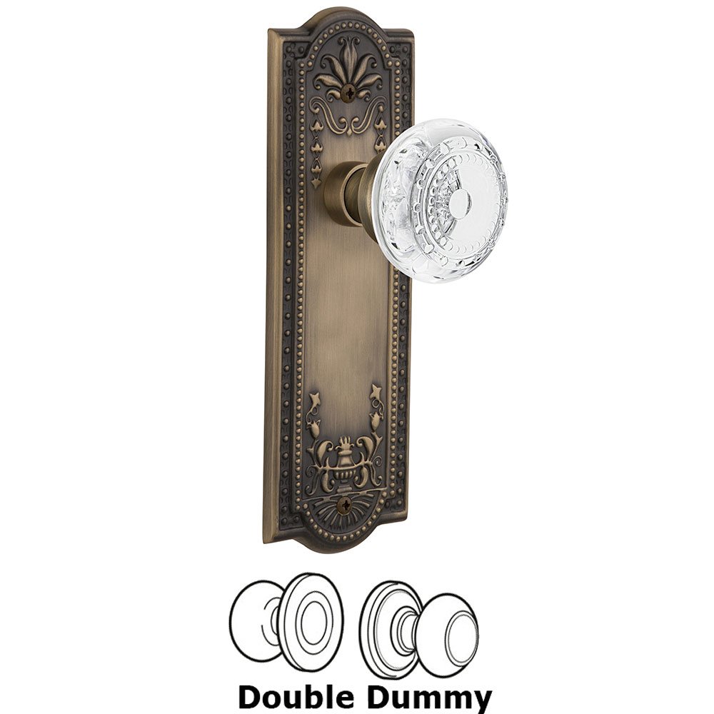 Double Dummy - Meadows Plate With Crystal Meadows Knob in Antique Brass