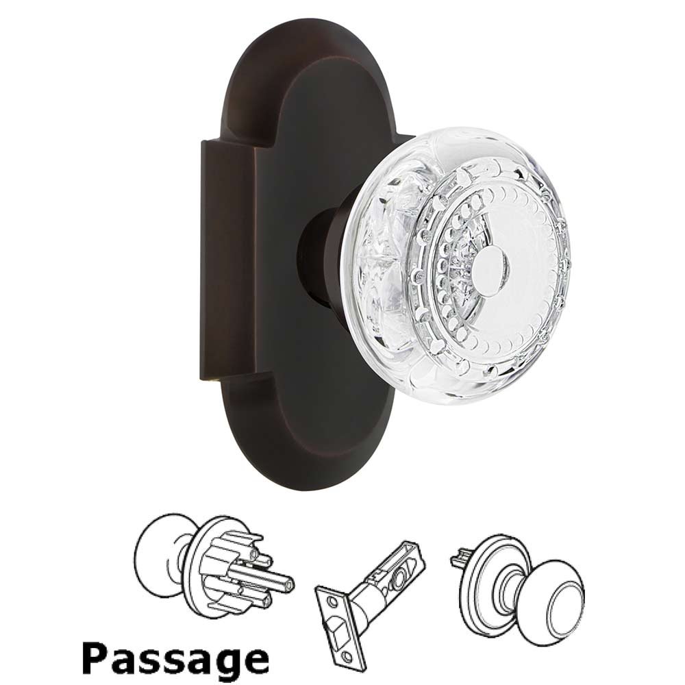 Passage - Cottage Plate With Crystal Meadows Knob in Timeless Bronze