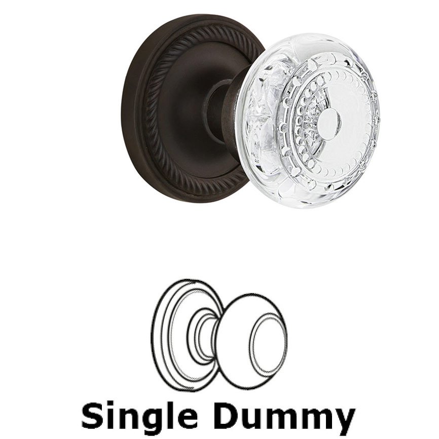 Single Dummy - Rope Rosette With Crystal Meadows Knob in Oil-Rubbed Bronze
