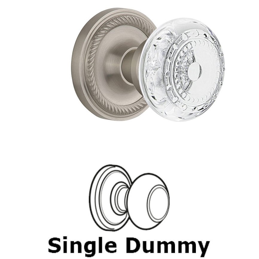 Single Dummy - Rope Rosette With Crystal Meadows Knob in Satin Nickel