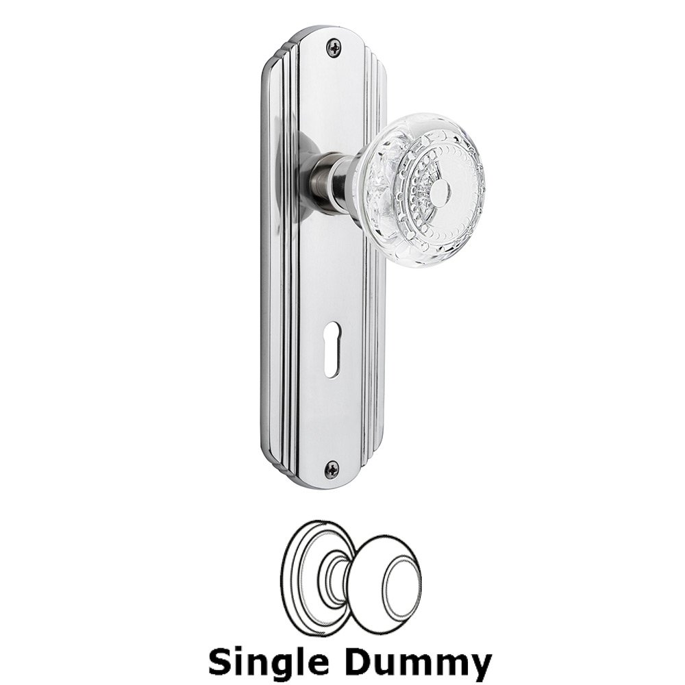 Single Dummy - Deco Plate With Keyhole and Crystal Meadows Knob in Bright Chrome
