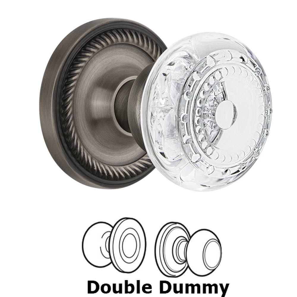 Double Dummy - Rope Rosette With Crystal Meadows Knob in Antique Pewter