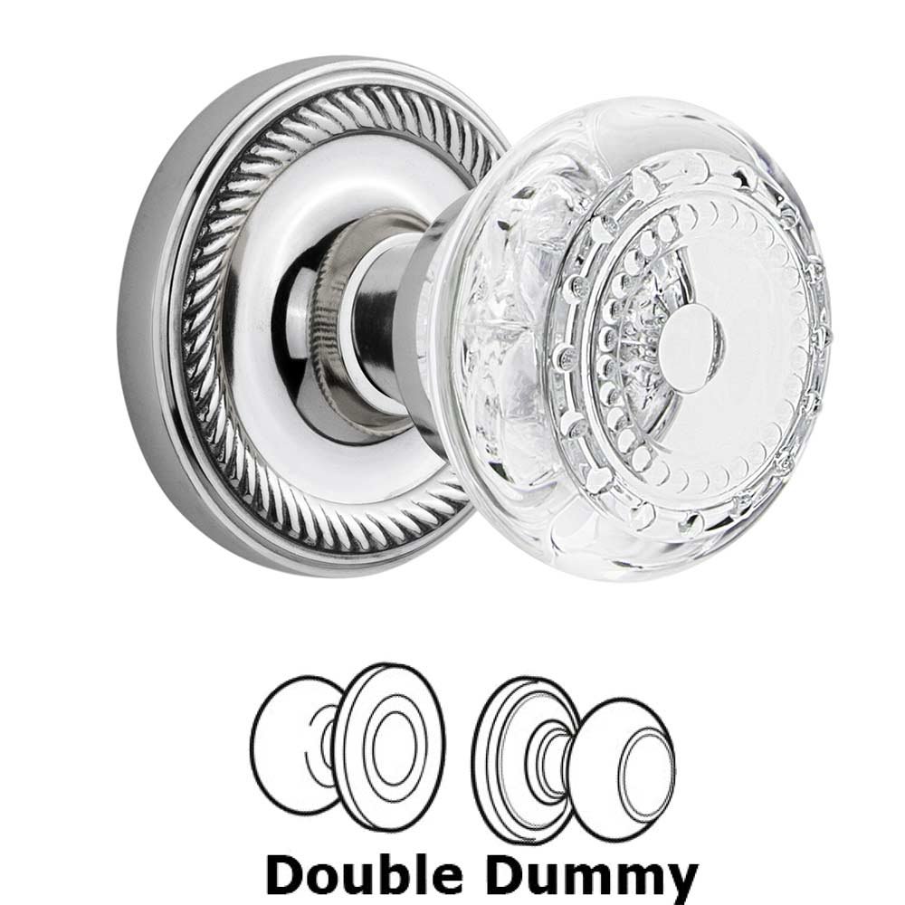 Double Dummy - Rope Rosette With Crystal Meadows Knob in Bright Chrome