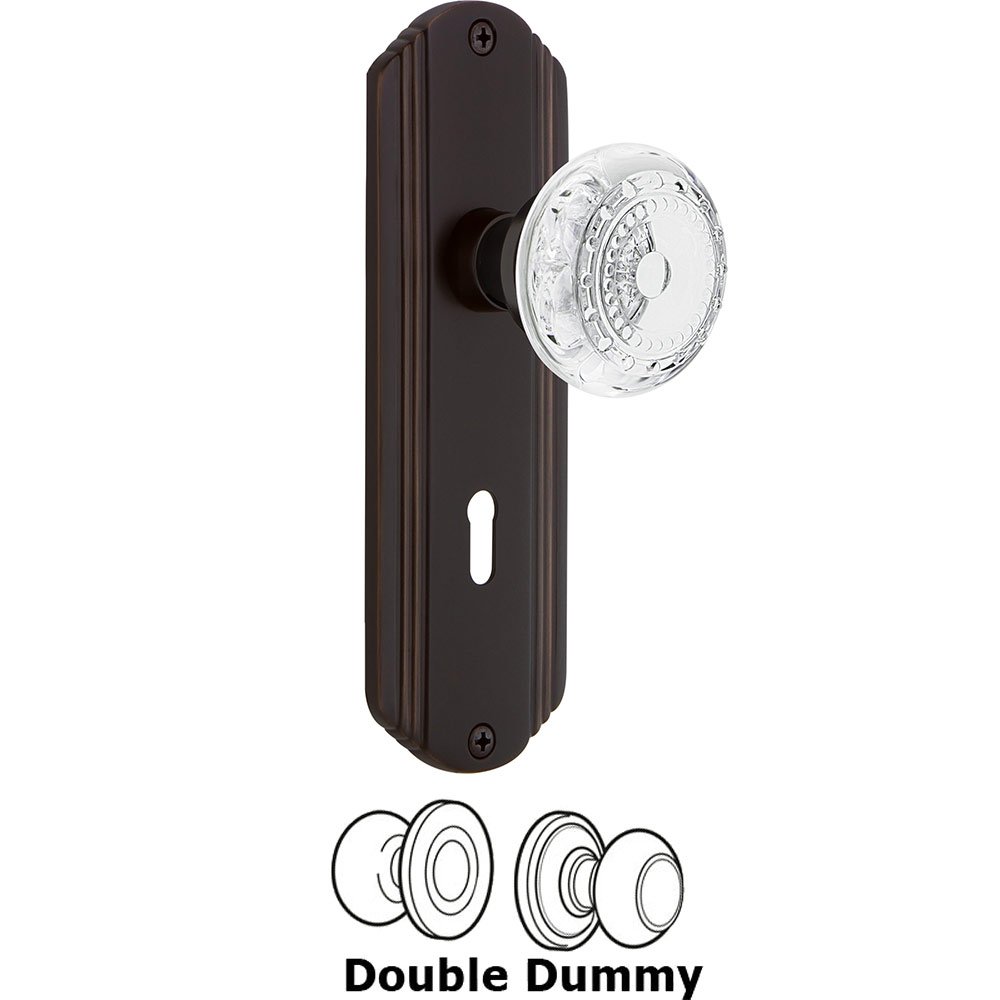 Double Dummy - Deco Plate With Keyhole and Crystal Meadows Knob in Timeless Bronze