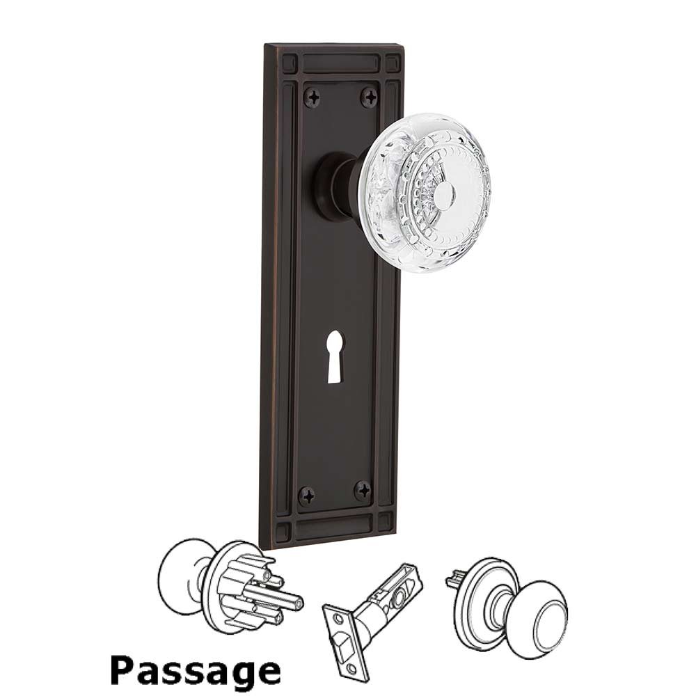 Passage - Mission Plate With Keyhole and Crystal Meadows Knob in Timeless Bronze