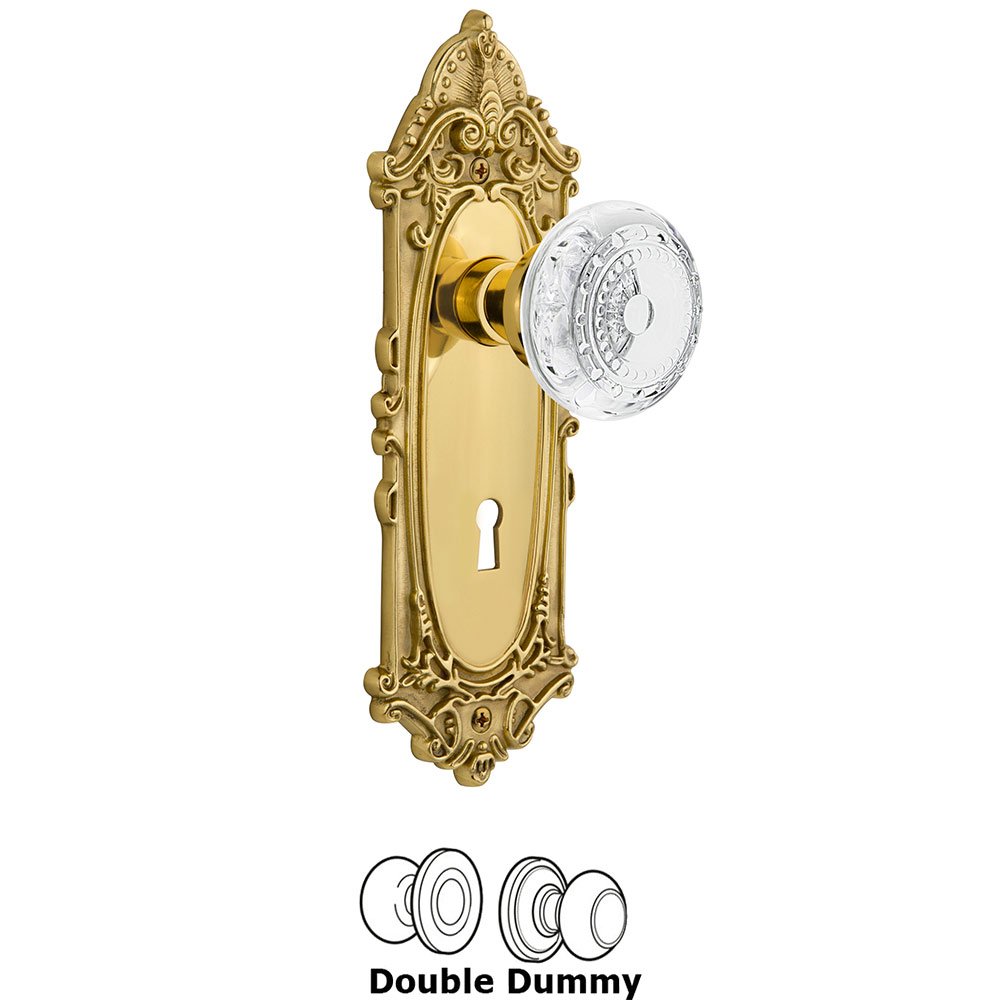 Double Dummy - Victorian Plate With Keyhole and Crystal Meadows Knob in Unlacquered Brass