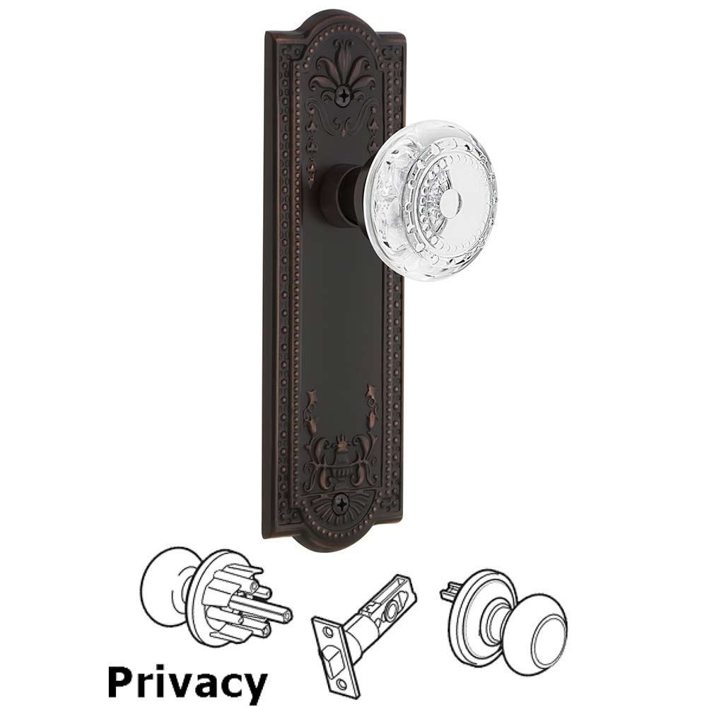 Privacy - Meadows Plate With Crystal Meadows Knob in Timeless Bronze