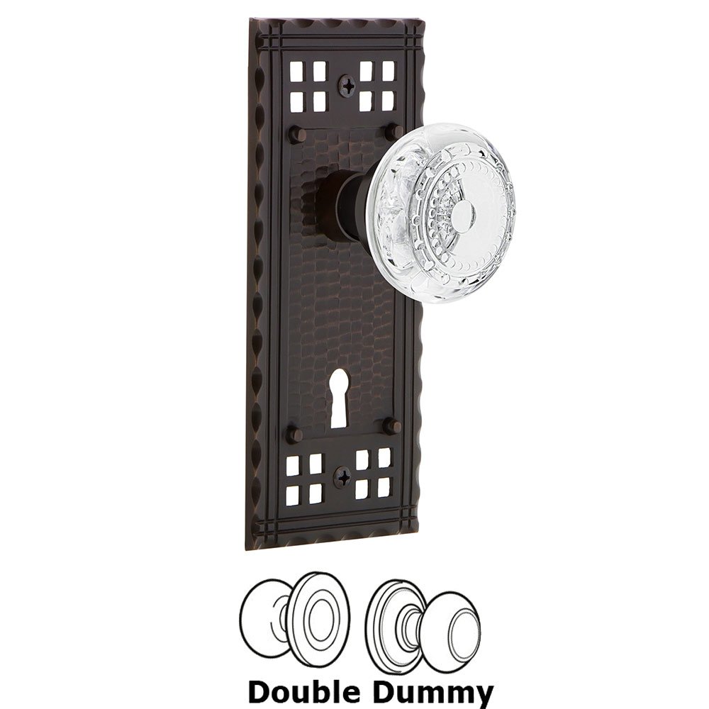 Double Dummy - Craftsman Plate With Keyhole and Crystal Meadows Knob in Timeless Bronze