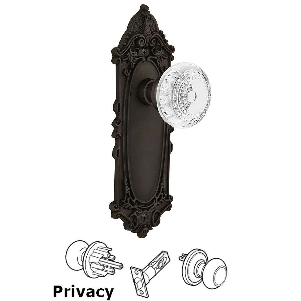 Privacy - Victorian Plate With Crystal Meadows Knob in Oil-Rubbed Bronze