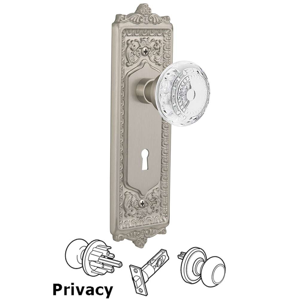 Privacy - Egg & Dart Plate With Keyhole and Crystal Meadows Knob in Satin Nickel