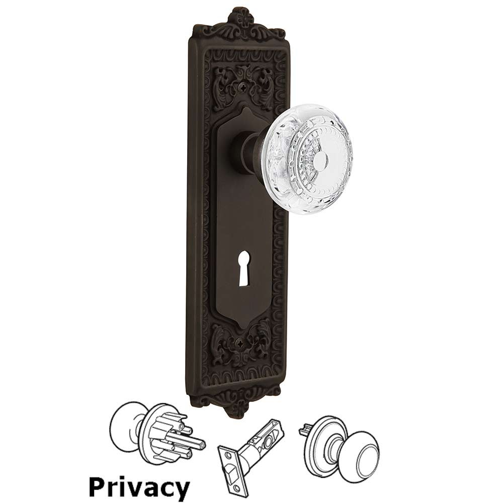 Privacy - Egg & Dart Plate With Keyhole and Crystal Meadows Knob in Oil-Rubbed Bronze