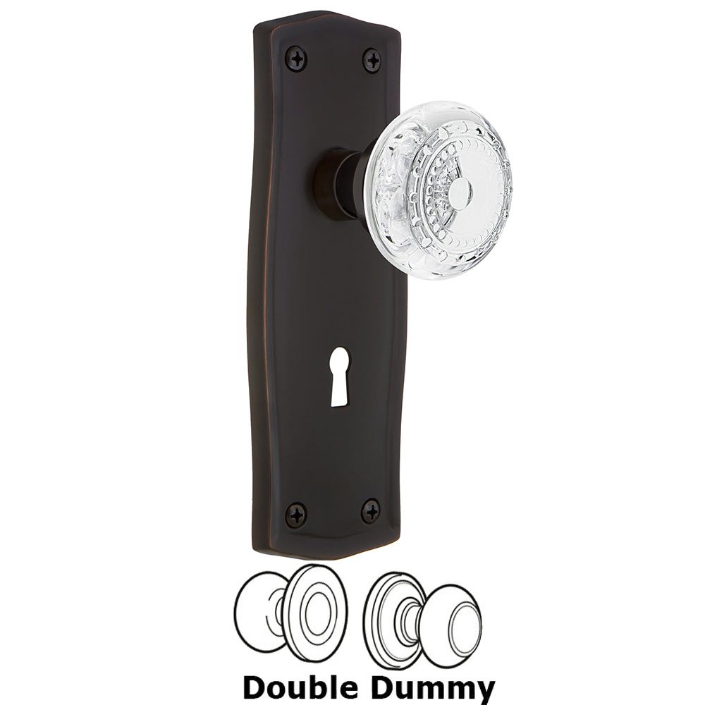 Double Dummy - Prairie Plate With Keyhole and Crystal Meadows Knob in Timeless Bronze