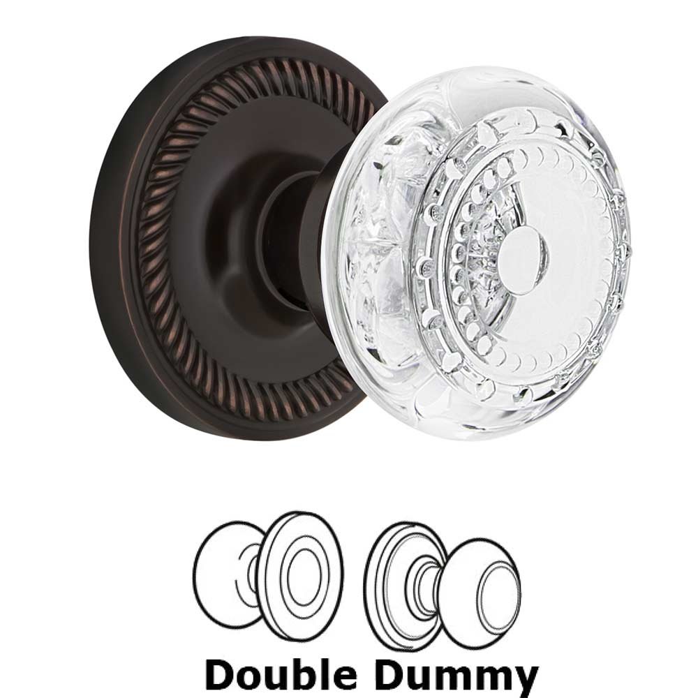 Double Dummy - Rope Rosette With Crystal Meadows Knob in Timeless Bronze