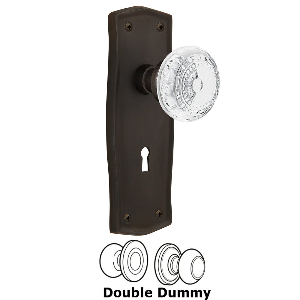 Double Dummy - Prairie Plate With Keyhole and Crystal Meadows Knob in Oil-Rubbed Bronze