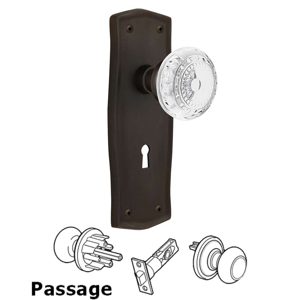 Passage - Prairie Plate With Keyhole and Crystal Meadows Knob in Oil-Rubbed Bronze