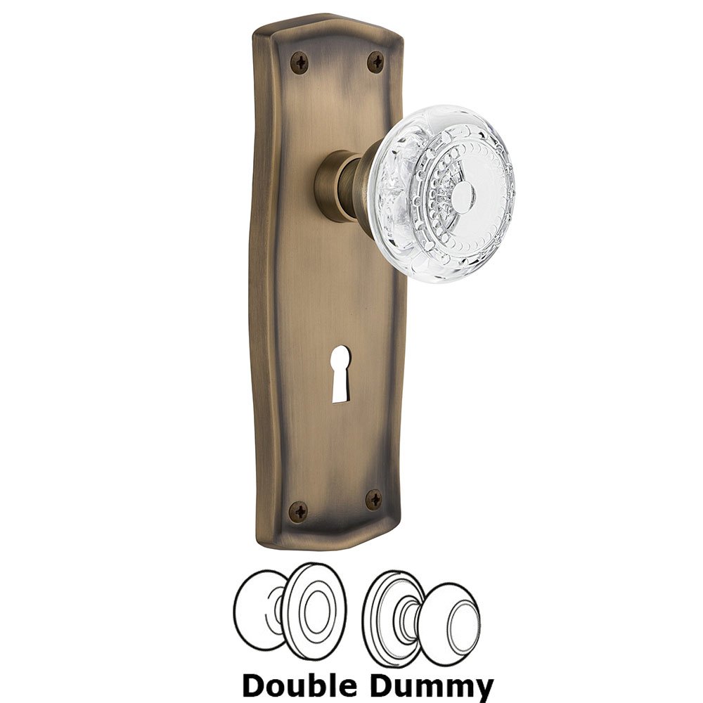 Double Dummy - Prairie Plate With Keyhole and Crystal Meadows Knob in Antique Brass