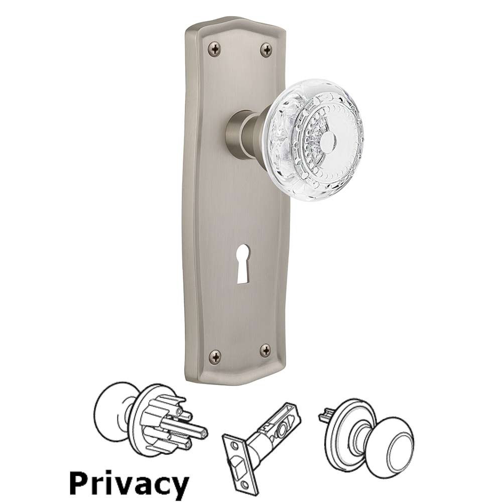 Privacy - Prairie Plate With Keyhole and Crystal Meadows Knob in Satin Nickel