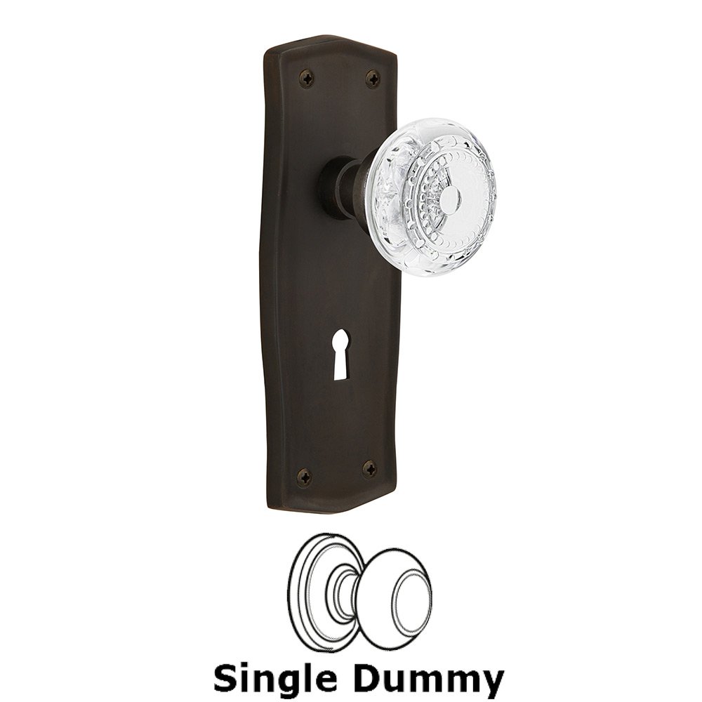 Single Dummy - Prairie Plate With Keyhole and Crystal Meadows Knob in Oil-Rubbed Bronze