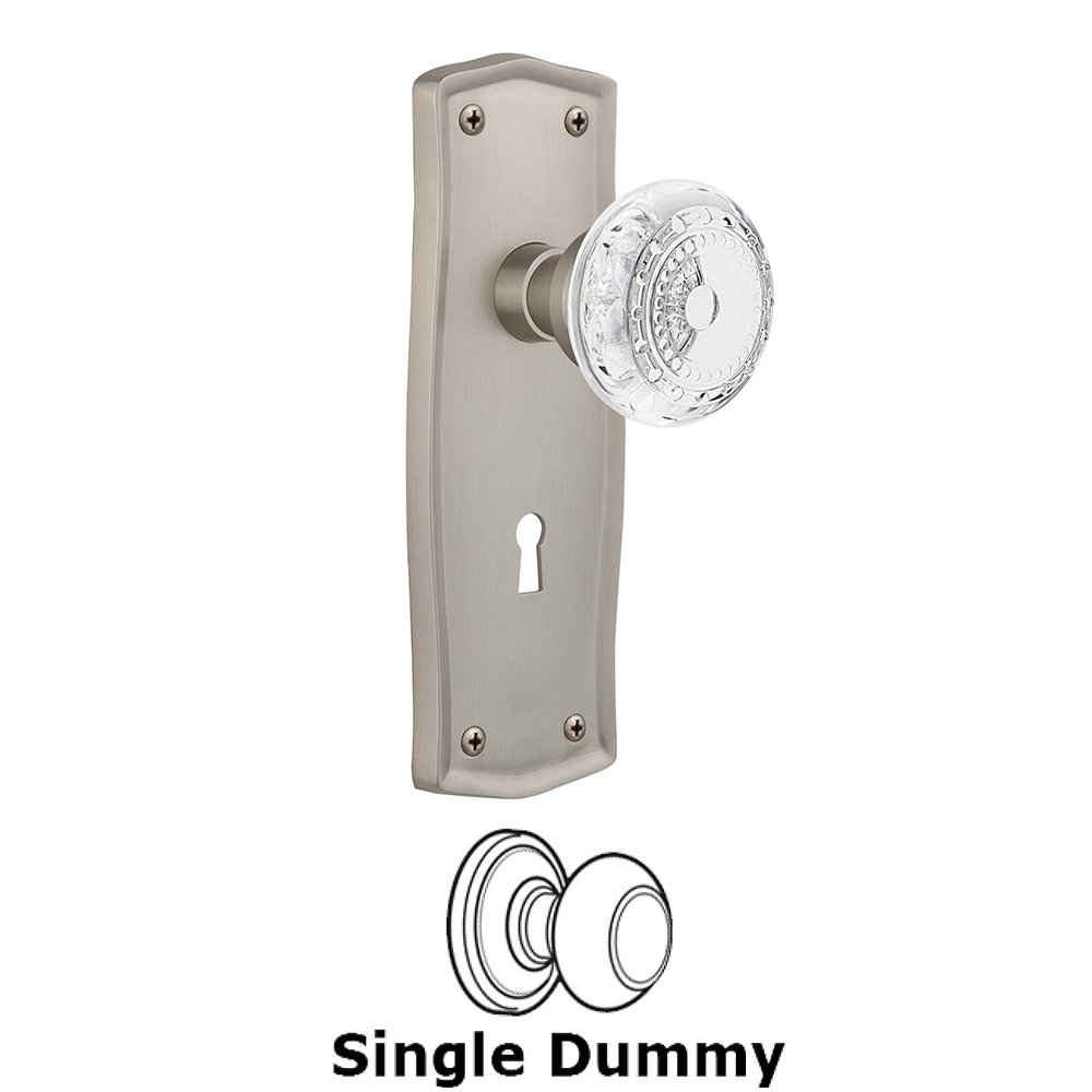 Single Dummy - Prairie Plate With Keyhole and Crystal Meadows Knob in Satin Nickel