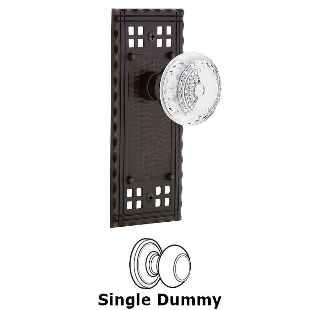 Single Dummy - Craftsman Plate With Crystal Meadows Knob in Timeless Bronze