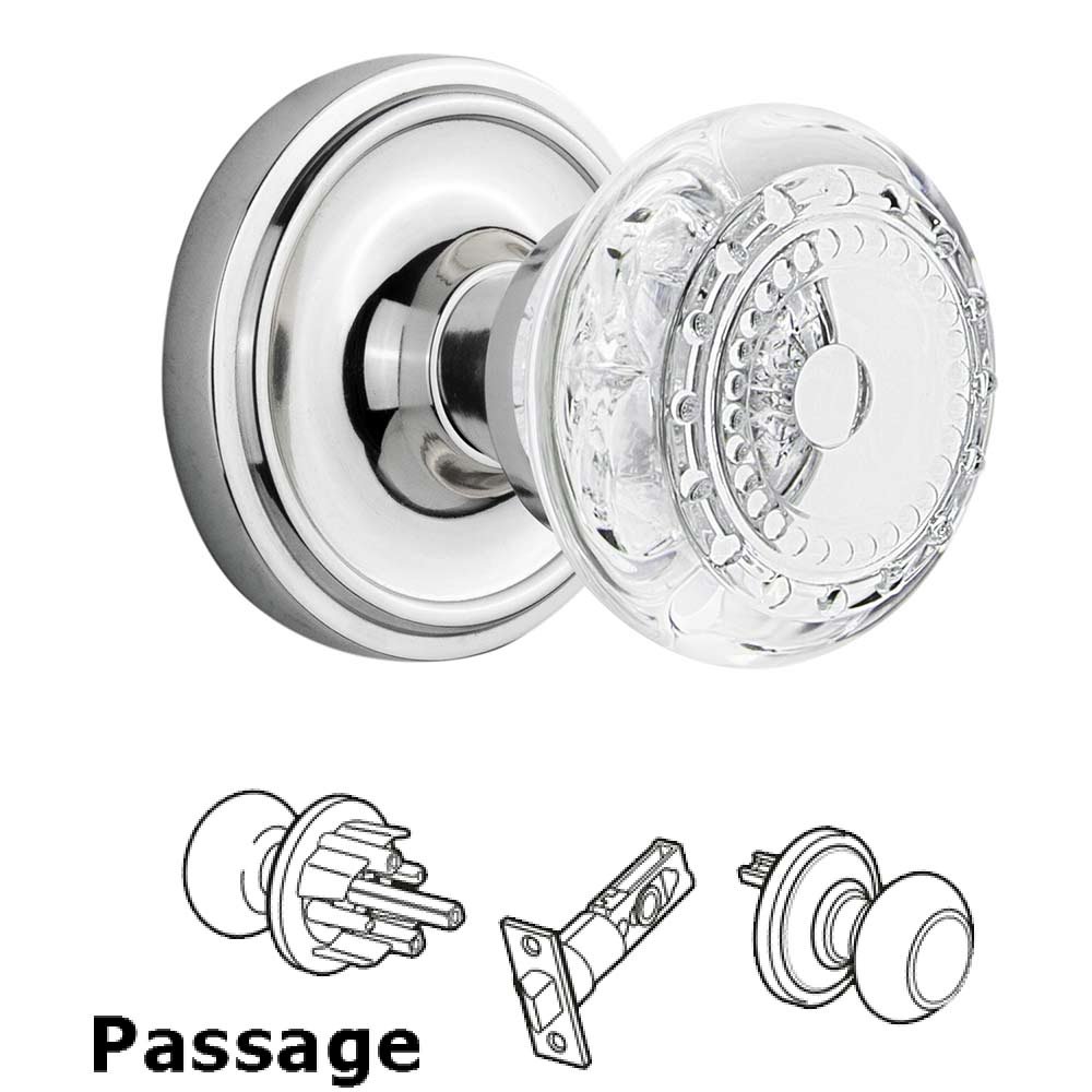 Passage - Classic Rosette With Crystal Meadows Knob in Bright Chrome