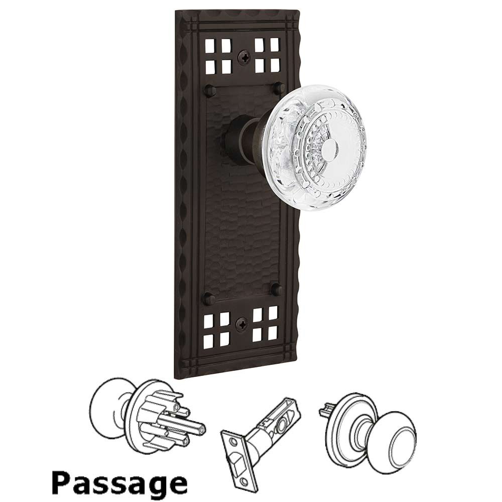 Passage Craftsman Plate With Crystal Meadows Knob in Oil Rubbed Bronze
