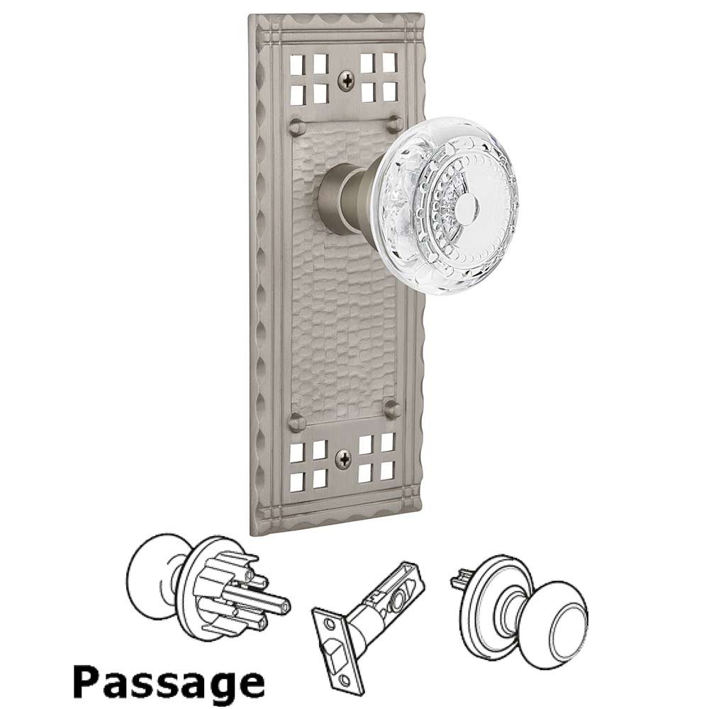 Passage Craftsman Plate With Crystal Meadows Knob in Satin Nickel