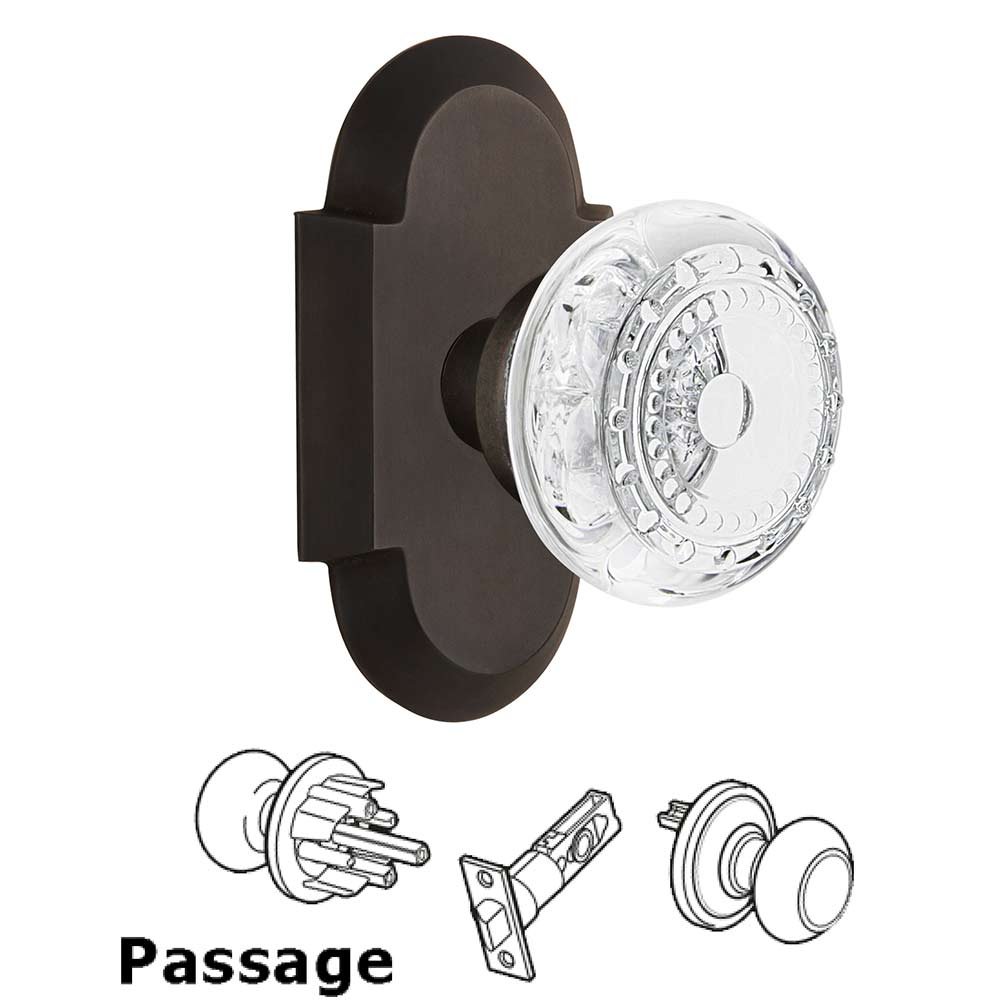 Passage - Cottage Plate With Crystal Meadows Knob in Oil-Rubbed Bronze