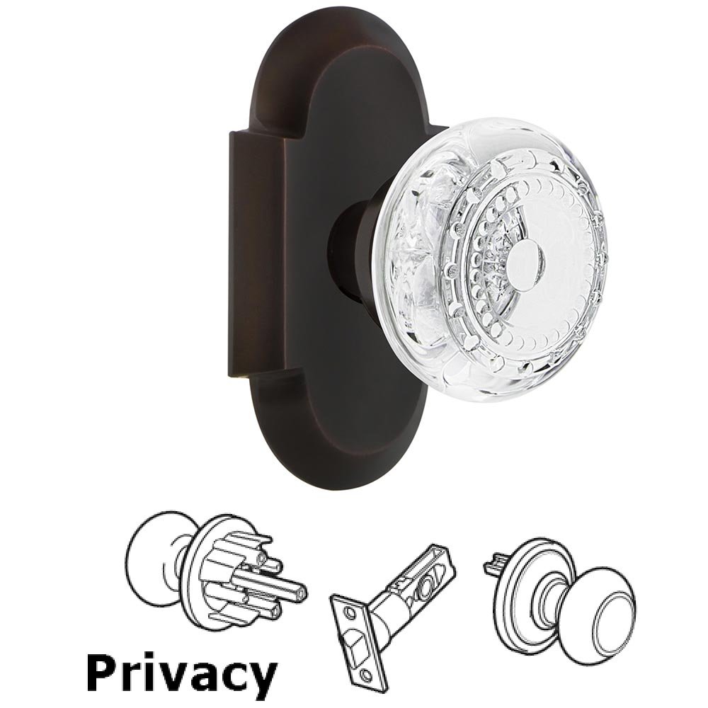 Privacy - Cottage Plate With Crystal Meadows Knob in Timeless Bronze