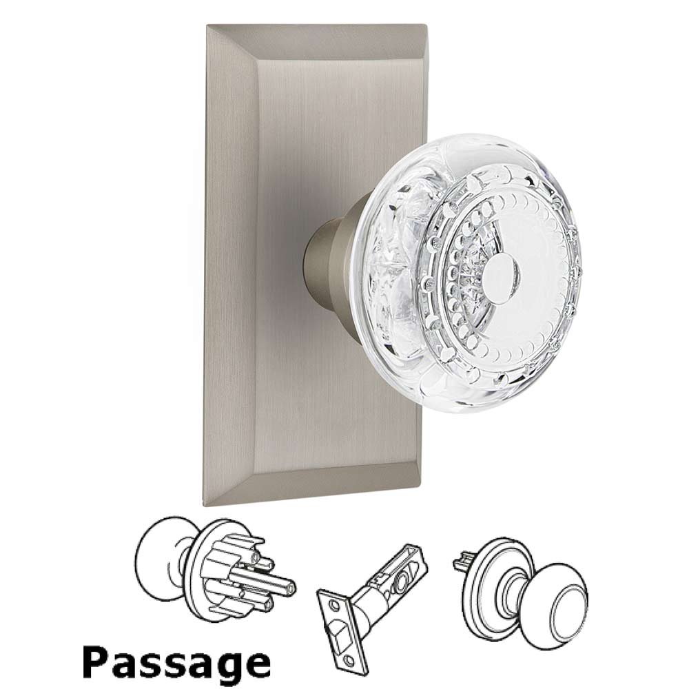 Passage - Studio Plate With Crystal Meadows Knob in Satin Nickel