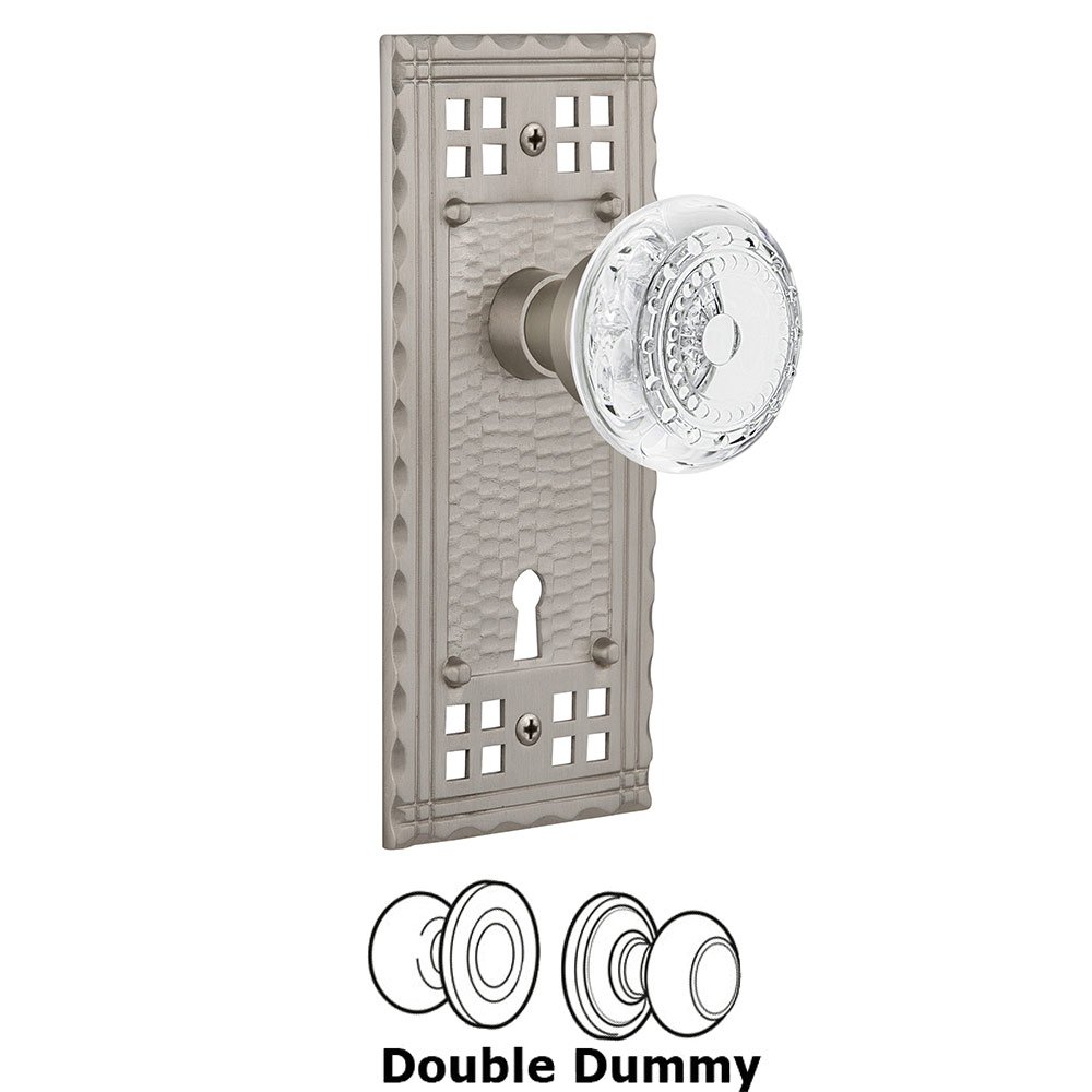 Double Dummy - Craftsman Plate With Keyhole and Crystal Meadows Knob in Satin Nickel