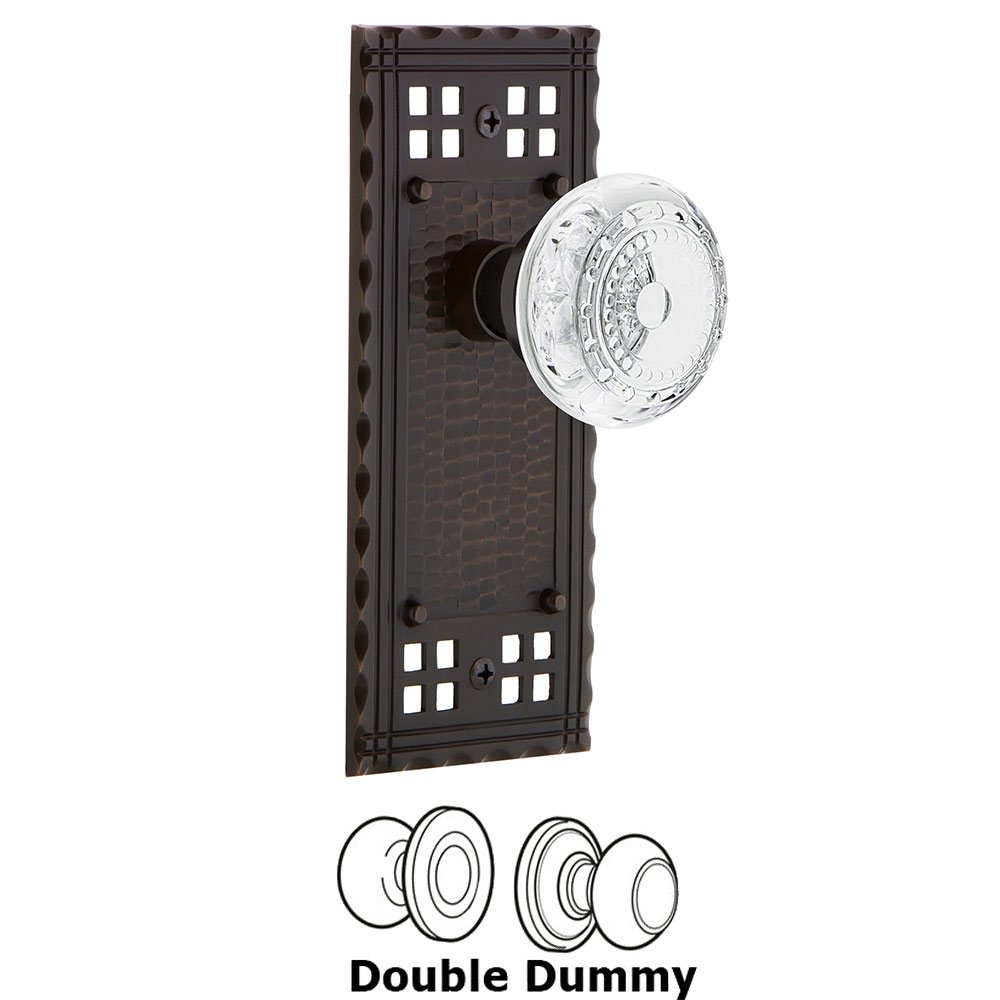 Double Dummy - Craftsman Plate With Crystal Meadows Knob in Timeless Bronze