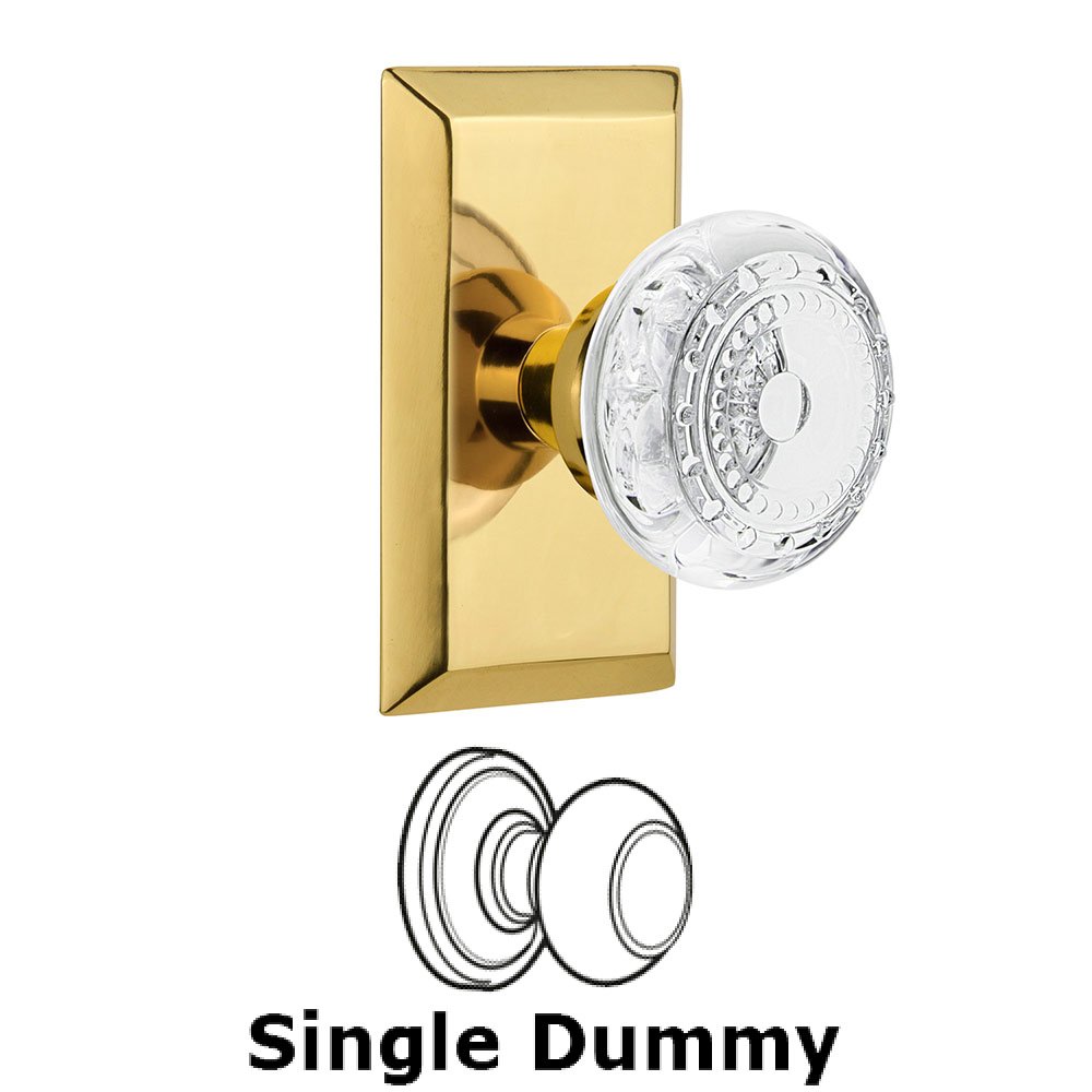 Single Dummy - Studio Plate With Crystal Meadows Knob in Polished Brass