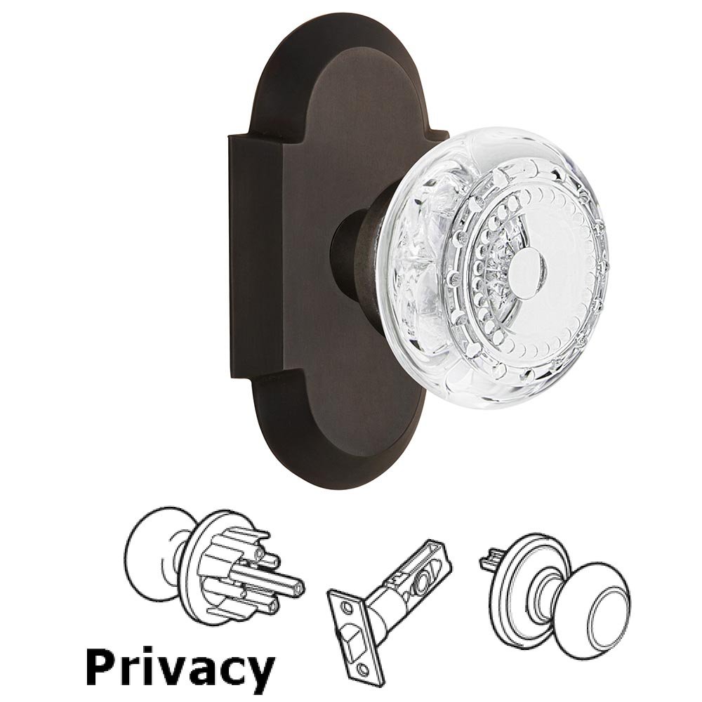 Privacy - Cottage Plate With Crystal Meadows Knob in Oil-Rubbed Bronze