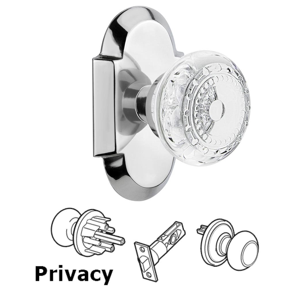 Privacy - Cottage Plate With Crystal Meadows Knob in Bright Chrome