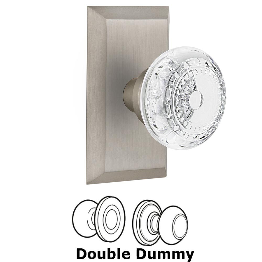 Double Dummy - Studio Plate With Crystal Meadows Knob in Satin Nickel